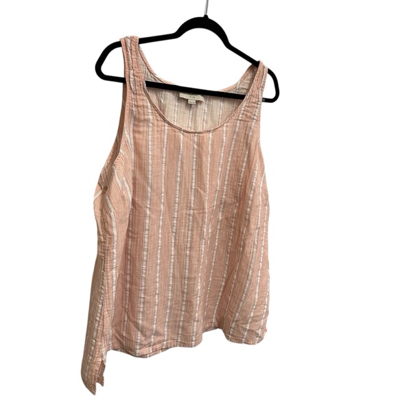 LOFT Plus cotton blend striped pink and white sleeveless top 24/26 - Picture 7 of 12